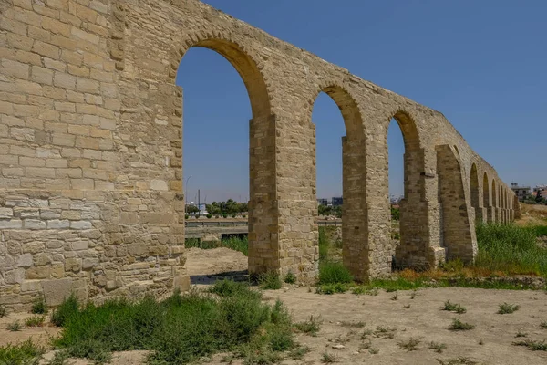 Vista Aqueduto Kamares Larnaca Paisagem Tiro Com Ângulo Largo Tomado — Fotografia de Stock
