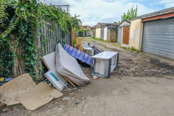 Büyük çöp yığını, sinek olduktan sonra çürüyen uçlu ve kentsel bir alleyway içinde yaptı. Anti-sosyal davranışlar gösterir.
