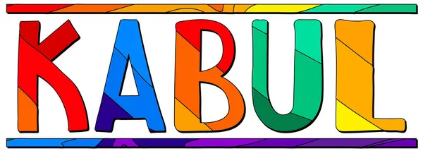 Cabul Multicolorido Brilhante Engraçado Cartoon Colorido Isolado Inscrição Cartas Coloridas —  Vetores de Stock