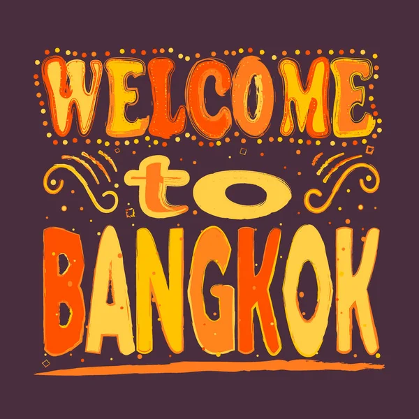 Isten Hozott Bangkokban Fényes Színes Vicces Firka Izolált Felirat Sárga — Stock Vector