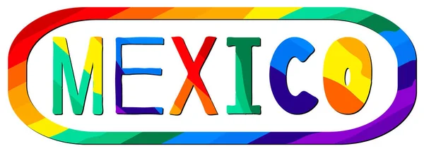 México Multicolor Brillante Caricatura Divertida Inscripción Aislada Coloridas Letras Lindas — Vector de stock