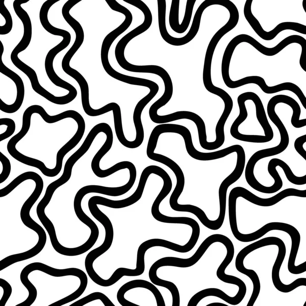 Schwarz Auf Weiß Kritzeln Nahtloses Muster Formlose Kleckse Zeichnen Sich — Stockvektor