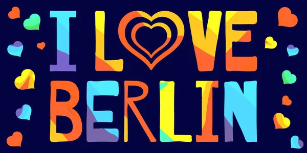 Love Berlin Bunte Lustige Schriftzüge Und Herzen Berlin Ist Die — Stockvektor