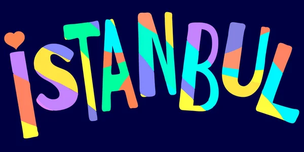 Istanbul Lustige Karikatur Mit Farbenfroher Inschrift Auf Blauem Hintergrund Vektor — Stockvektor