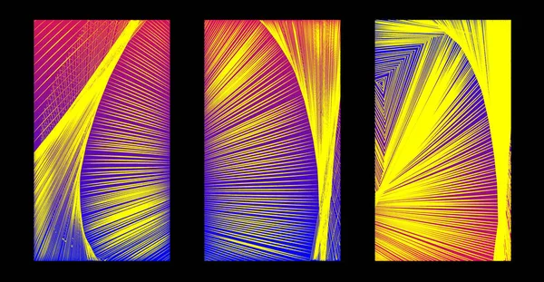 Contexte Abstrait 16X9 Set Lignes Jaune Vif Contre Dégradé Violet — Image vectorielle