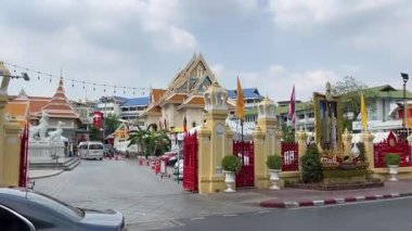 Bangkok Tayland ve kilise altını Wat Traimit, Altın Buda Tapınağı. Yüksek kalite 4k görüntü