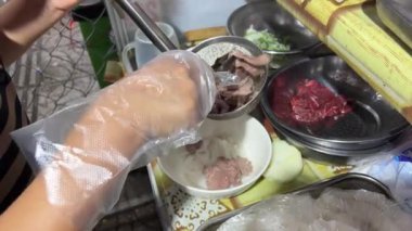 Asya çorbası için haşlanmış et. Yüksek kalite 4k görüntü