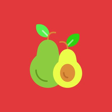 Yeşil arkaplanda bir avokadonun vektör çizimi