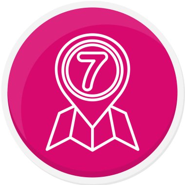 Yumuşak mavi arkaplanda izole edilmiş yedinci moda düz biçim simgesi.