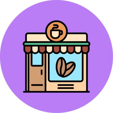 Kahve dükkanı. Web simgesi basit illüstrasyon