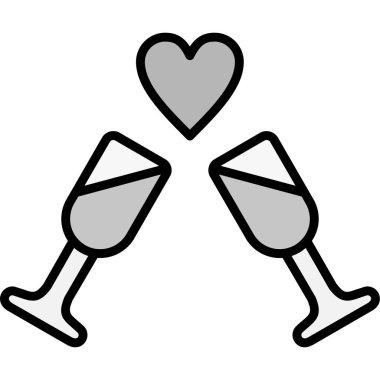 Kupa ikonlu şampanya bardağı. vektör illüstrasyonu