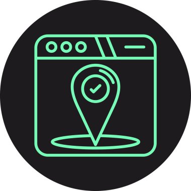 Harita iğne simgesi. Moda tasarımı düz vektör sembolü, izole edilmiş beyaz arkaplan.