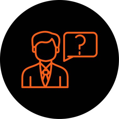 Soru işareti olan bir iş adamı simgesinin vektör çizimi