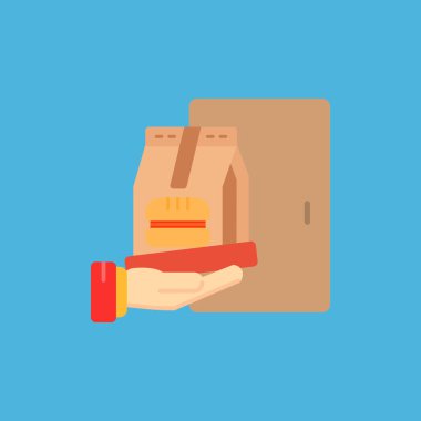 Karton kutu vektör illüstrasyonlu teslimatçı.