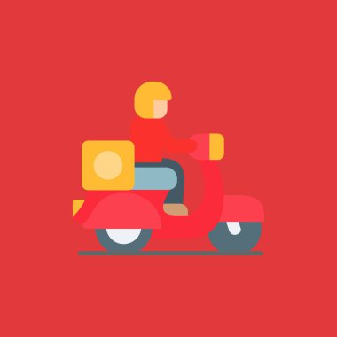 Bisiklet ikonlu teslimatçı, düz stil vektör illüstrasyonu