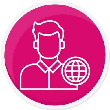 Dünya çizgisi simgesine sahip iş adamı.