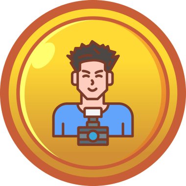 Bozuk parası ve kamerası olan bir adamın vektör çizimi