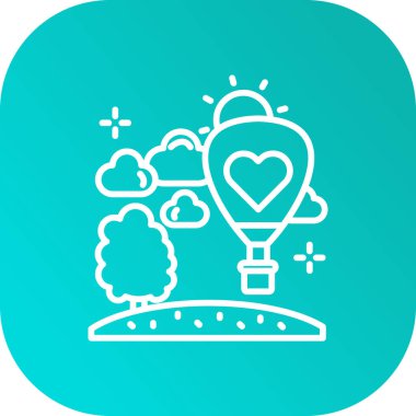 Beyaz arka planda izole edilmiş kurdele kalp ikonu olan çizgi balonları. Sevgililer Günü. Renkli taslak konsepti. vektör.