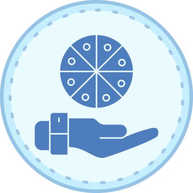 Bir elin mavi ve beyaz yuvarlak simgesinin vektör çizimi