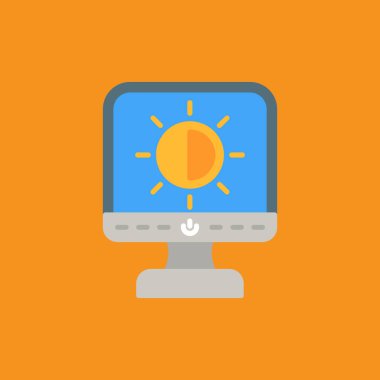 Bilgisayar simgesi. Web tasarımı için bilgisayar vektör simgesinin düz çizimi