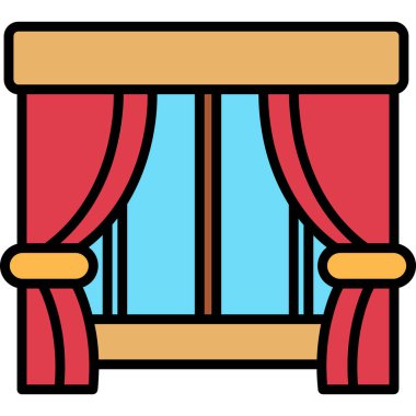 perde ikonu. perde perde vektör illüstrasyonunu beyaza izole et