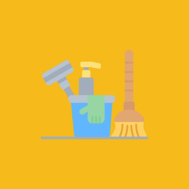 Temizlik servisi simgesi. Web tasarımı için temizlik servis vektör simgesinin düz çizimi