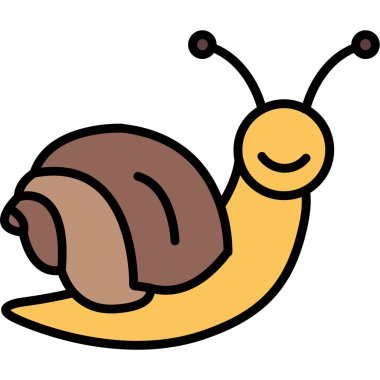 Şirin salyangoz ikonu. Beyaz arkaplanda izole edilmiş ana hatlı salyangoz vektör resimleme simgesi