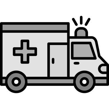 Ambulans acil durum arabası simgesi ana hat biçiminde
