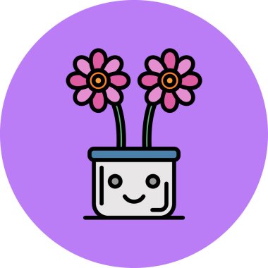 Çiçek saksısı ağ simgesi, vektör illüstrasyonu