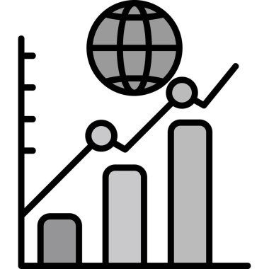 istatistik çizgisi ve katı vektör simgesi olan grafik