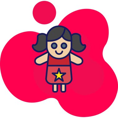 Tatlı bir oyuncak kızın vektör çizimi