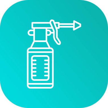 Beyaz çizgi, sıvı antibakteriyel sabun ve uzun gölgeli sıvı ikon. Antiseptik, dezenfeksiyon, deri, hijyen. yeşil kare