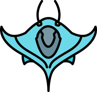 Güzel bir kelebeğin mavi ve beyaz arkaplanının vektör çizimi