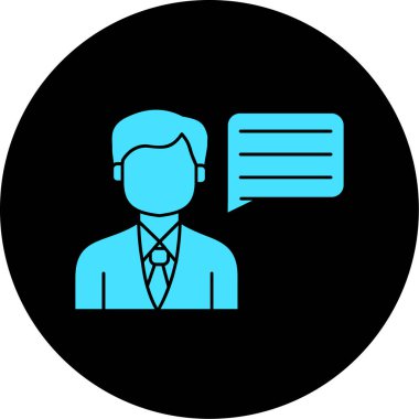 iş adamı simgesiyle konuşma balonu, vektör illüstrasyonu