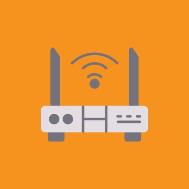 wi-fi router düz simgesi beyaz arkaplanda izole edilmiş, vektör illüstrasyon