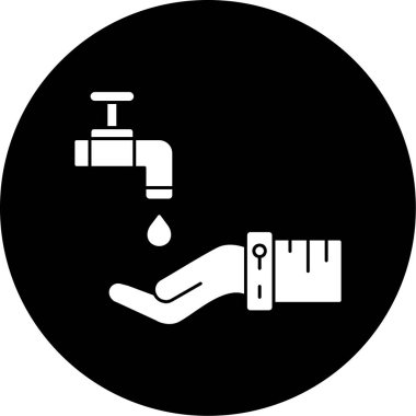 Musluk su ve bir damla su ellerinde simge.