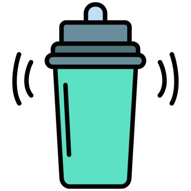 Kahve fincanı simgesi renk ana hatları vektörü