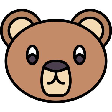 Ayı kafası ikonu. Hayvan kafası tasarımı. izole ve düz vektör illüstrasyonu