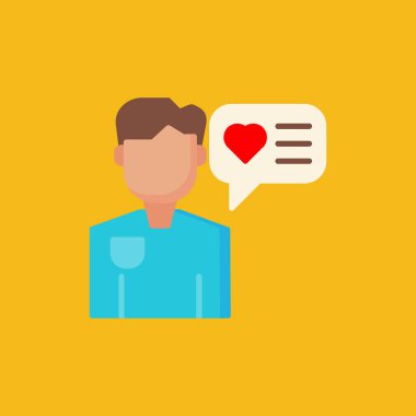 Konuşma baloncuğu simgesi olan erkek karakter