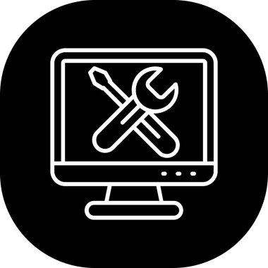 özet biçimi izole edilmiş vektör illüstrasyonunda bilgisayar tamir simgesi