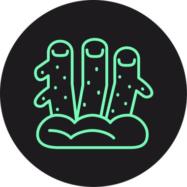 Beyaz arkaplanda yeşil kaktüs simgesi var. Beyaz daire rastgele noktalar. vektör.