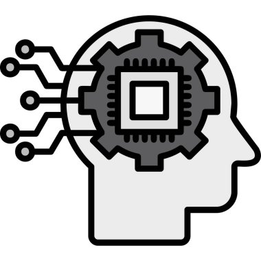 Yapay zeka ikonu. Taslak yapay zeka vektör rengi düz izole