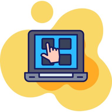 dizüstü bilgisayar simgesi. Web için dizüstü bilgisayar vektör simgelerinin özet çizimi