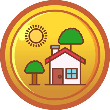 Ağaç ev simgesi, vektör illüstrasyonu basit tasarım