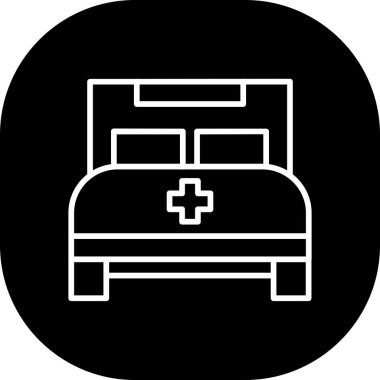 Hastane yatağı ikonu. Web için tıbbi vektör simgelerinin basit çizimi
