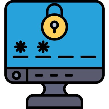 İnternet güvenlik kilidi simgesi doldurulmuş ana hatlar biçiminde