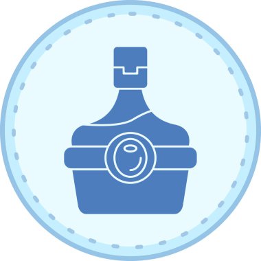 Mavi ve beyaz bir şişenin vektör çizimi