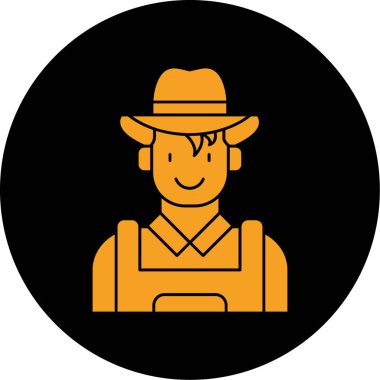 Sırt çantalı, hasır şapkalı bir adamın vektör çizimi.