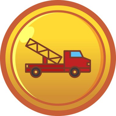 kamyon vektör simgesi daire içinde, altın ve kırmızı