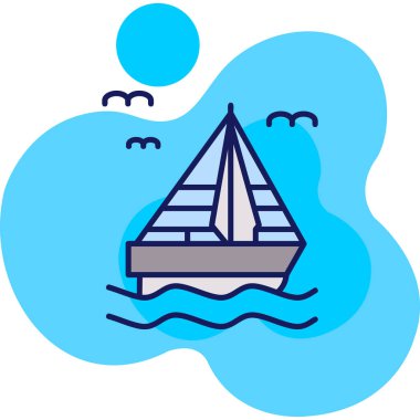 Yaz kategorisinde deniz simgesinde yüzen tekne